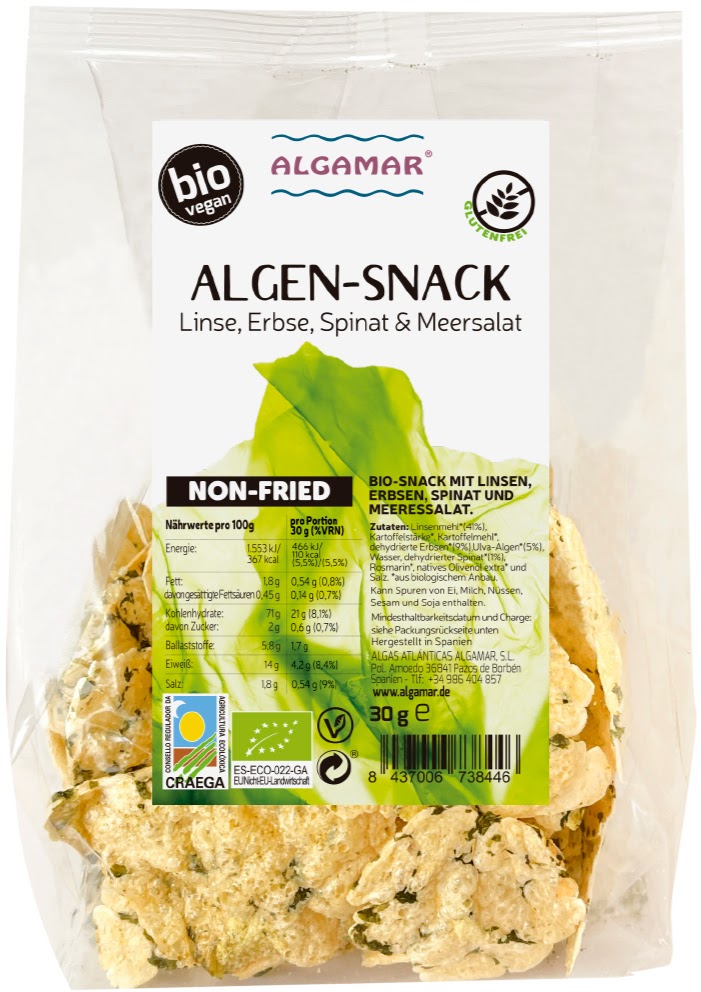 Algen-Snack (Linse, Erbse, Spinat & Meersalat)