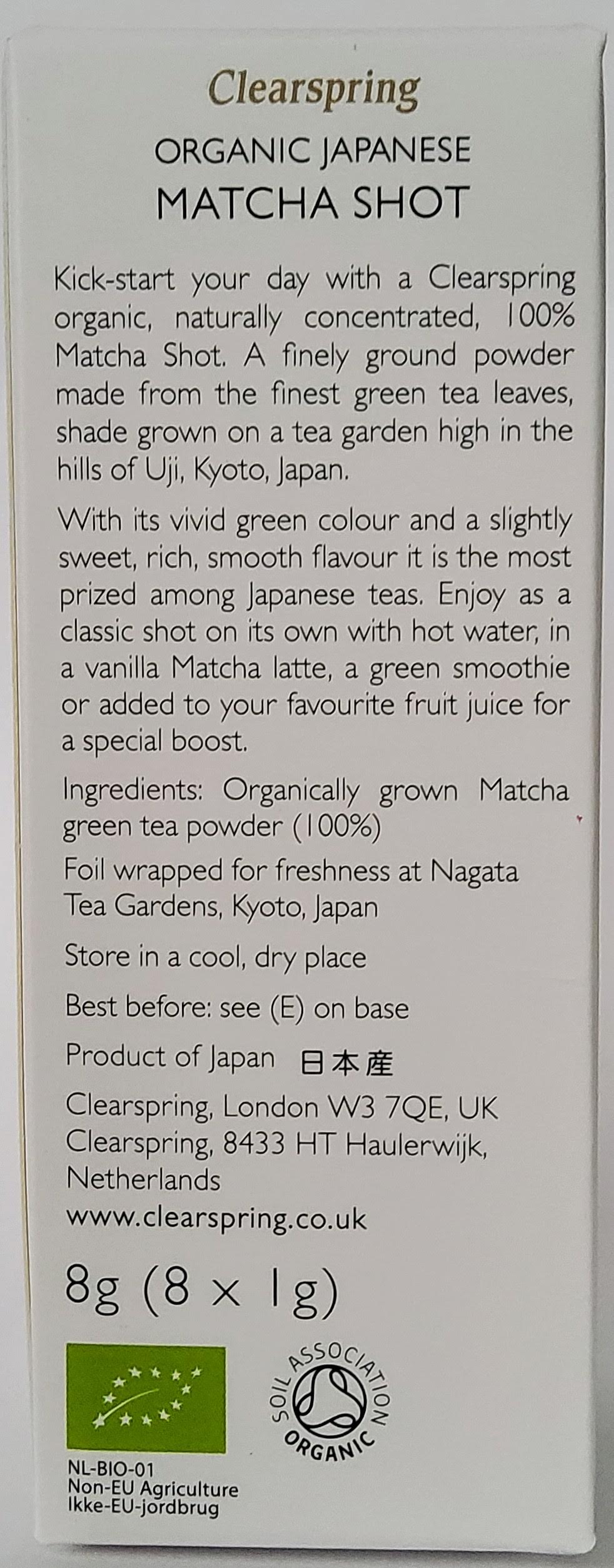 Japanischer Matcha Shot (Premium Grade Grünteepulver, 8 Beutel je 1g)
