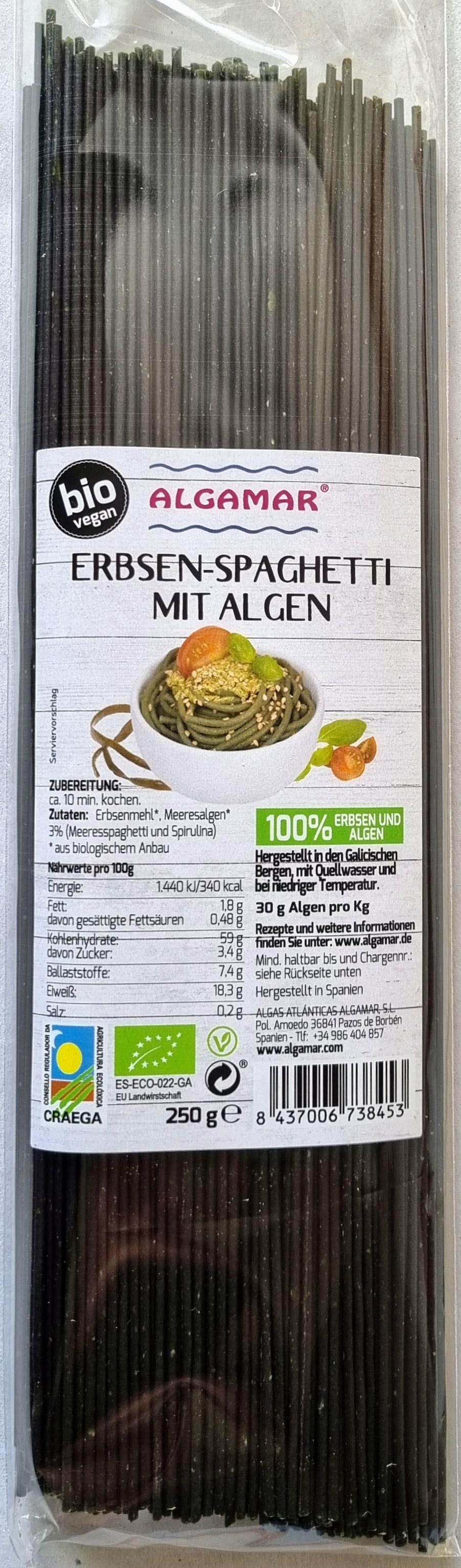 Erbsen-Spaghetti mit Algen