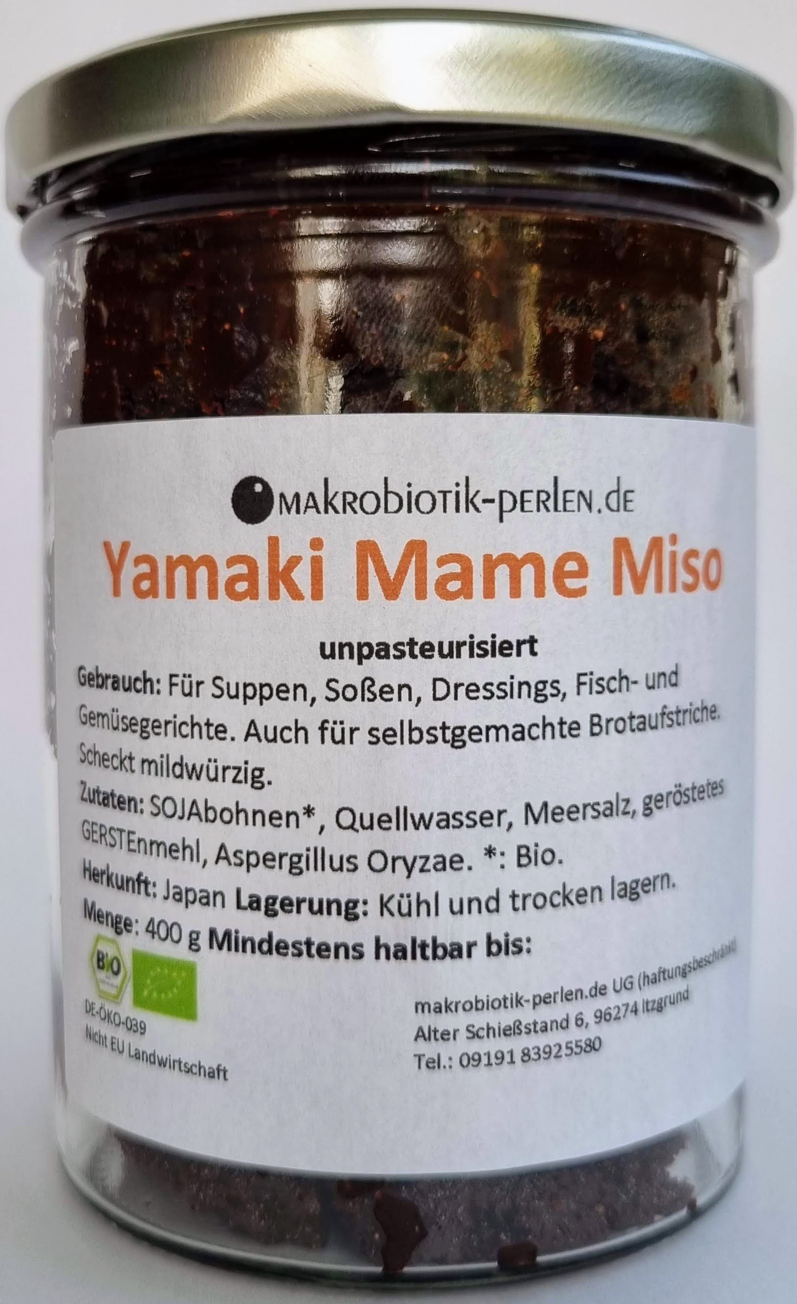 Yamaki Mame Miso (unpasteurisiert, im Glas)